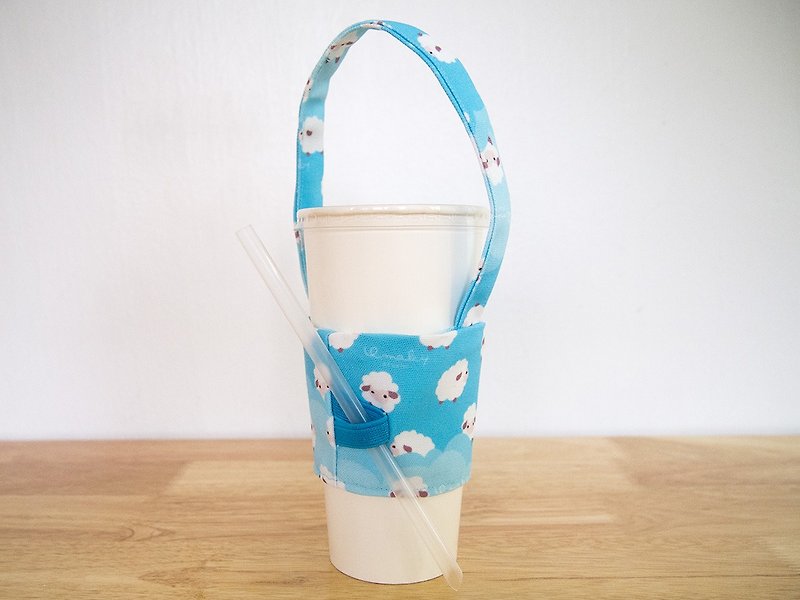 Sheep drink bag / Reusable drink holder / 飲料提袋 - Beverage Holders & Bags - Other Materials Blue