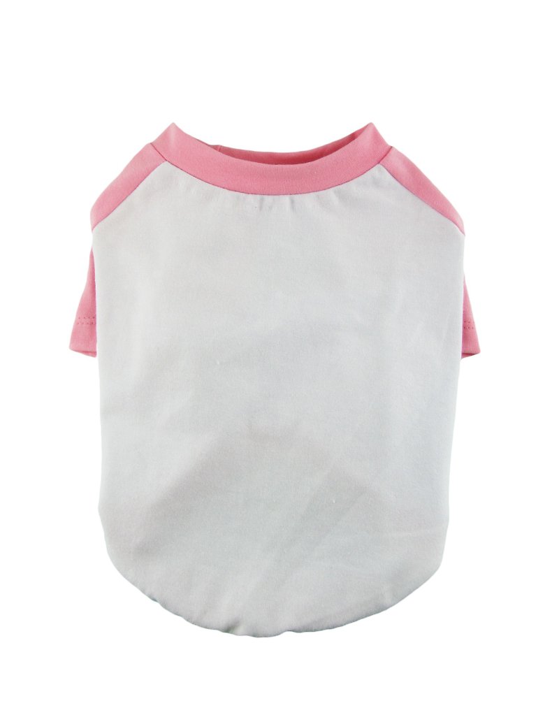 Candy Pink Raglan Sleeves 95Cotton/5Spandex Jersey Dog Tee, Dog Apparel - 寵物衣服 - 其他材質 粉紅色