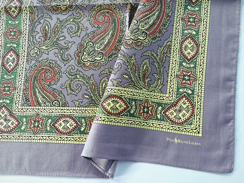 Polo Ralph Lauren Vintage Handkerchief Paisley Purple 20 x 19 inches - 手帕 - 棉．麻 紫色