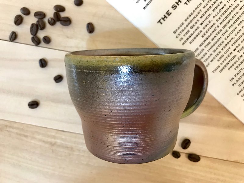 Firewood unglazed hand-drawn blank mug 350c.c - Mugs - Pottery Multicolor