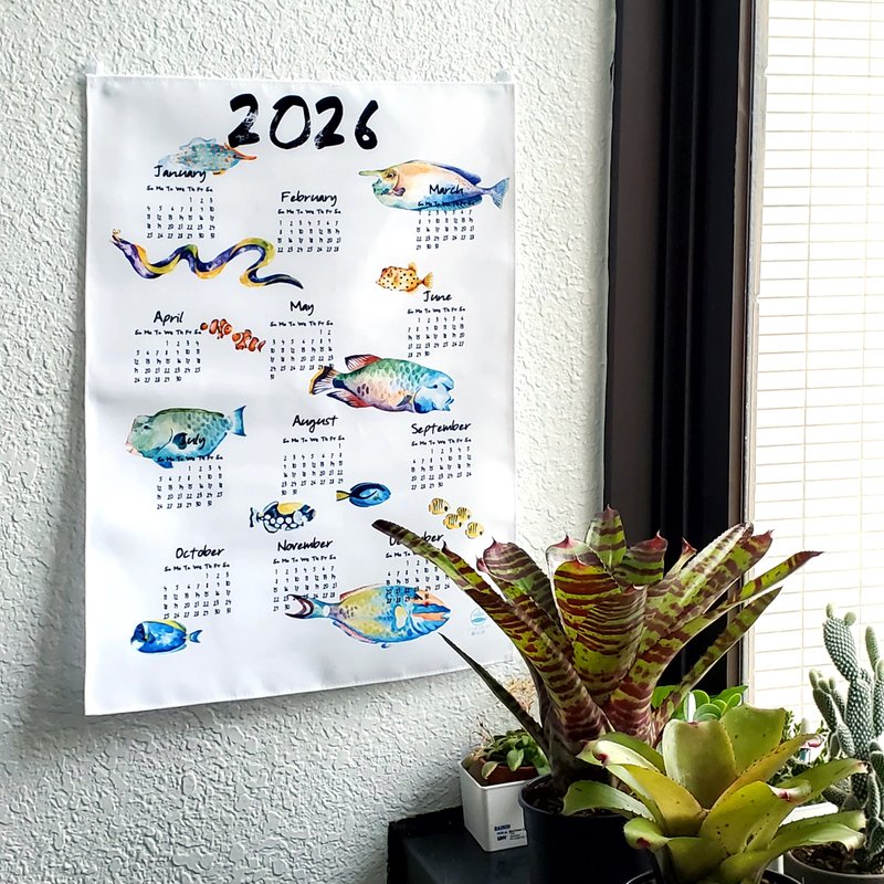 2026 熱帶魚年曆 聖誕禮盒 交換禮物 - 海報/掛畫/掛布 - 棉．麻 