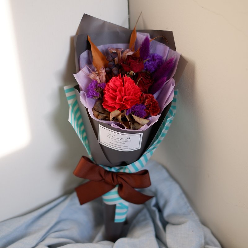 To be continued | Mother's Day limited red purple carnation dry flower dovetail bouquet (manual carnation flower version) spot - อื่นๆ - พืช/ดอกไม้ สีแดง
