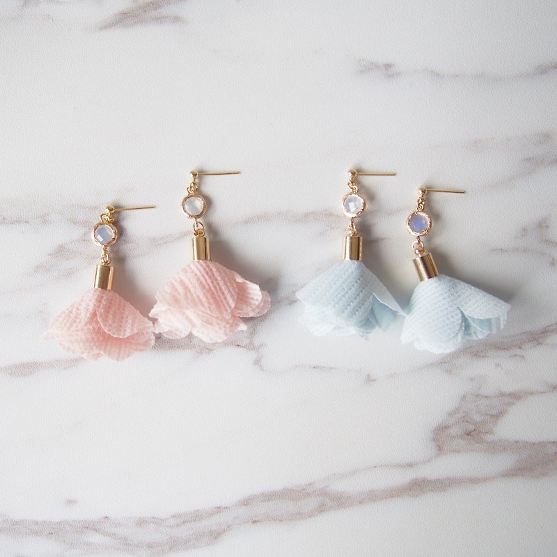 Pink Pink Blue Cherry Fringe • Gold-plated edging glass imitation gemstone • Alloy Stud Earrings - Earrings & Clip-ons - Other Metals Pink