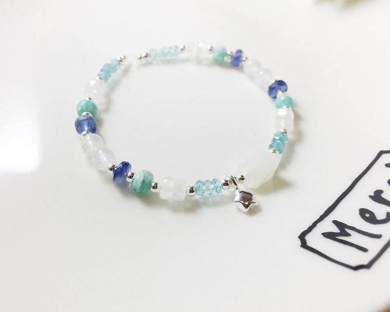 MH Sterling Silver Natural Stone Custom Series_ Dear Mermaid - Bracelets - Gemstone Blue