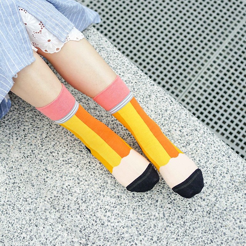 SS23 [Girlfriend Gift/Free Shipping] Full Mark Pencil 3/4 Women's Socks│Texture Gift Box Packaging - Socks - Cotton & Hemp Orange