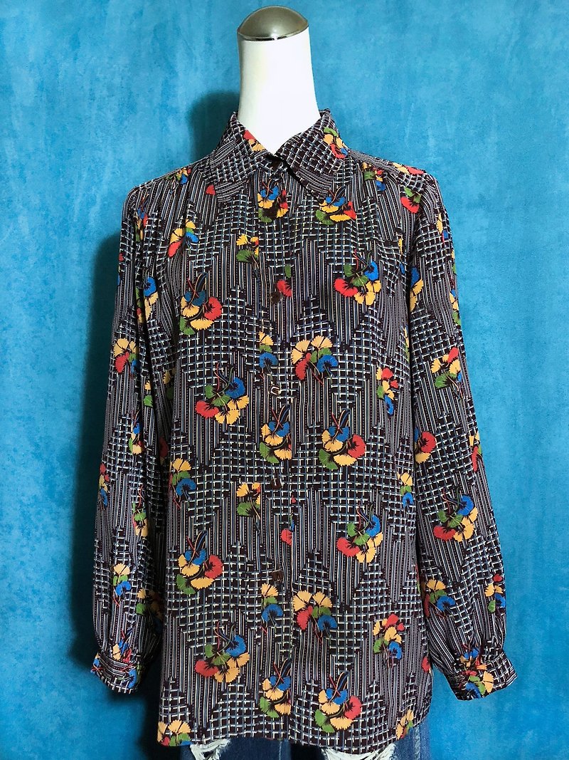 Pingpong vintage [vintage shirt / gingko totem long-sleeved vintage shirt] bring back VINTAGE abroad - เสื้อเชิ้ตผู้หญิง - เส้นใยสังเคราะห์ หลากหลายสี