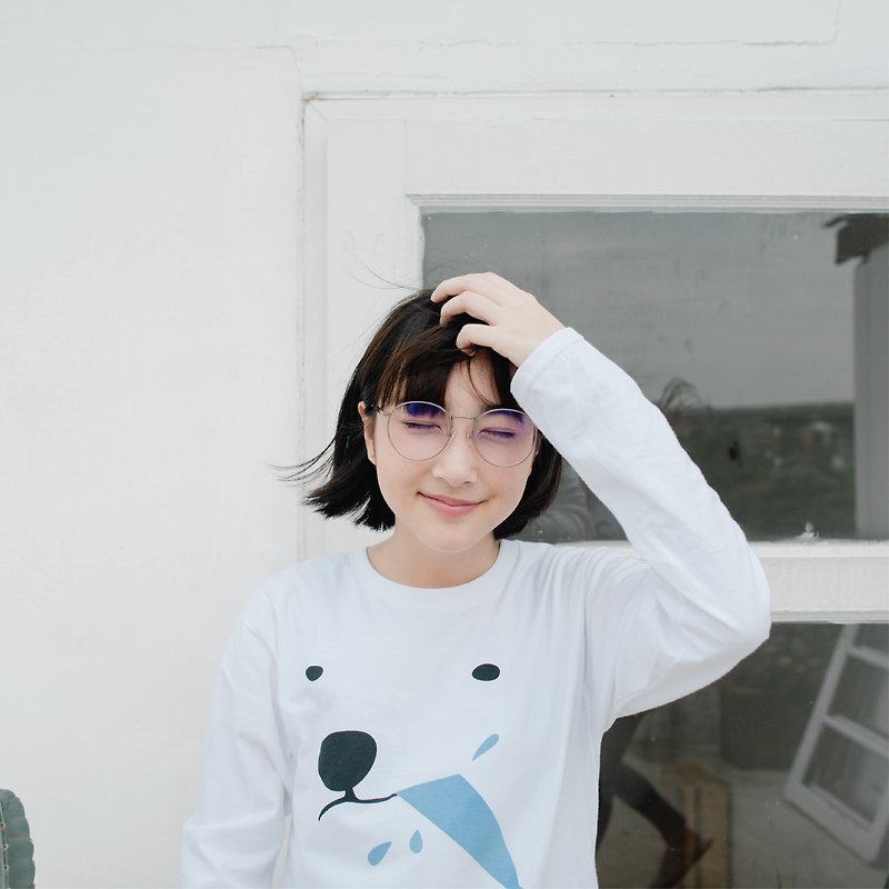POLAR AND FISH, Changeable long-sleeve tshirt - 中性衛衣/T 恤 - 棉．麻 白色