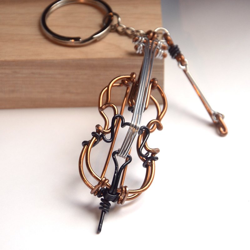 Wire lover 臺灣手作鋁線職人Cello鋁線樂器 立體大提琴 - 鑰匙圈/鎖匙扣 - 鋁合金 