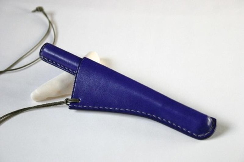 Leather pen pendant purple - กล่องดินสอ/ถุงดินสอ - หนังแท้ สีม่วง