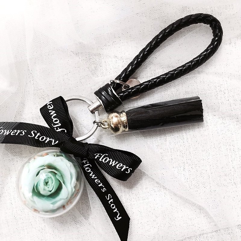 Eternal Rose Key Ring - Black Tiffany Green Color - ที่ห้อยกุญแจ - พืช/ดอกไม้ 