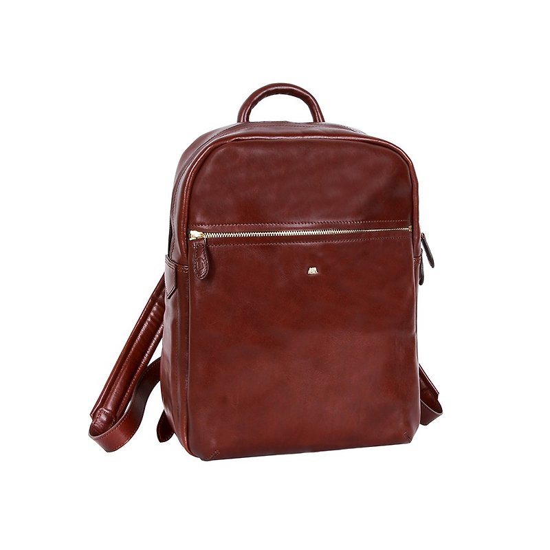 [SOBDEALL] Vegetable tanned leather classic backpack - Backpacks - Genuine Leather Brown