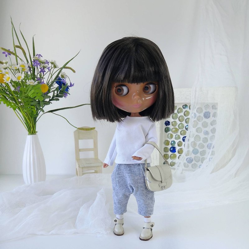 Blythe doll clothes set, trousers doll, Blythe doll t-shirt, shoes Blythe doll - Stuffed Dolls & Figurines - Cotton & Hemp 