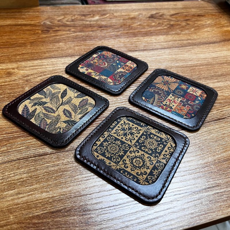 Handmade leather coaster - Coasters - Genuine Leather 