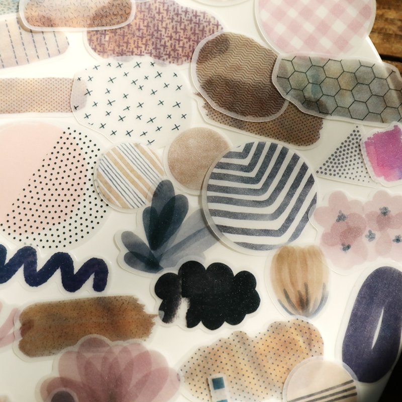 Warm geometric salt color translucent cut-out sticker tracing paper/sulfate paper - สติกเกอร์ - กระดาษ หลากหลายสี