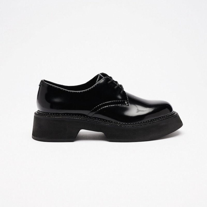 VATIC DERBY LEATHER SHOES BLACK Increased platform shoes - Women's Leather Shoes - Genuine Leather Black