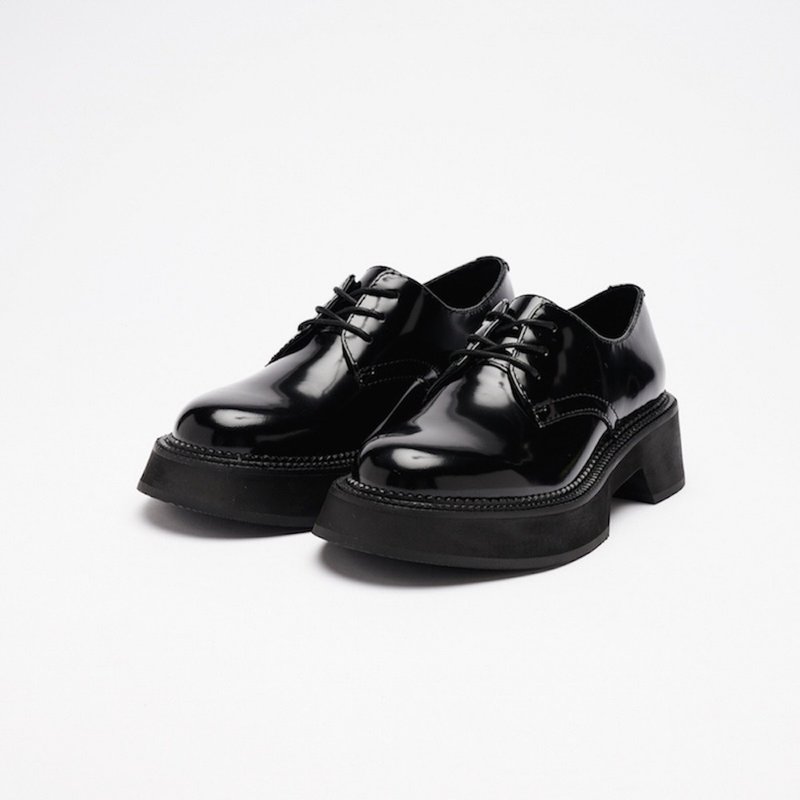 VATIC DERBY LEATHER SHOES BLACK 增高厚底德比皮鞋 - 女皮鞋 - 真皮 黑色