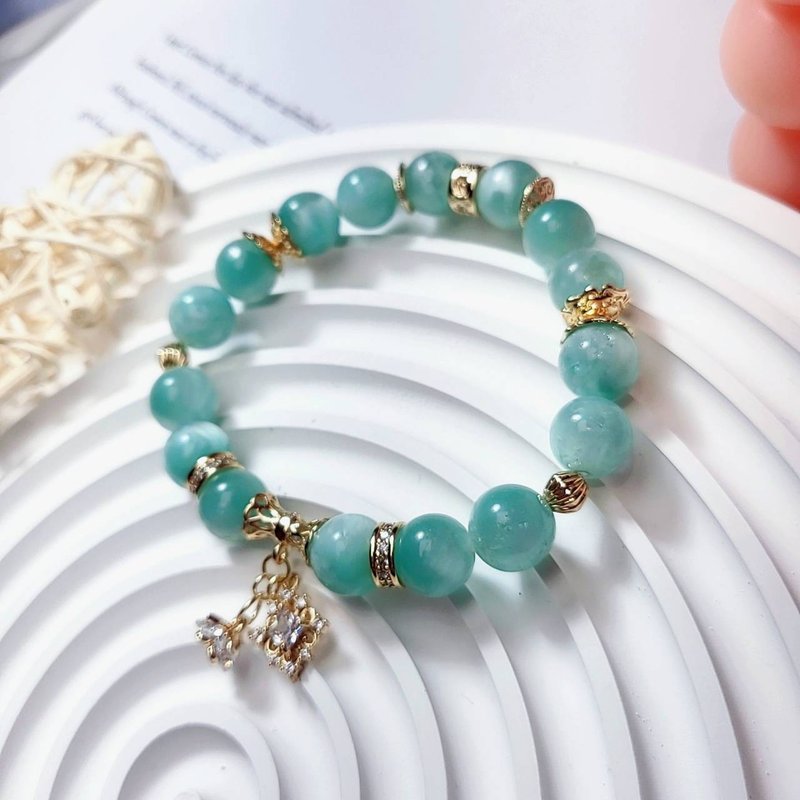 Aphrodite.C Green Sea Stone+ 14K Gold Anti-allergic Accessories Bracelet (Designer) Christmas Gift - สร้อยข้อมือ - เครื่องประดับพลอย 