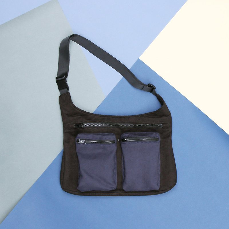 PeterPeter 四色/腰包手提單肩斜挎 悠閒包-黑藍拼色 - 側背包/斜孭袋 - 聚酯纖維 藍色
