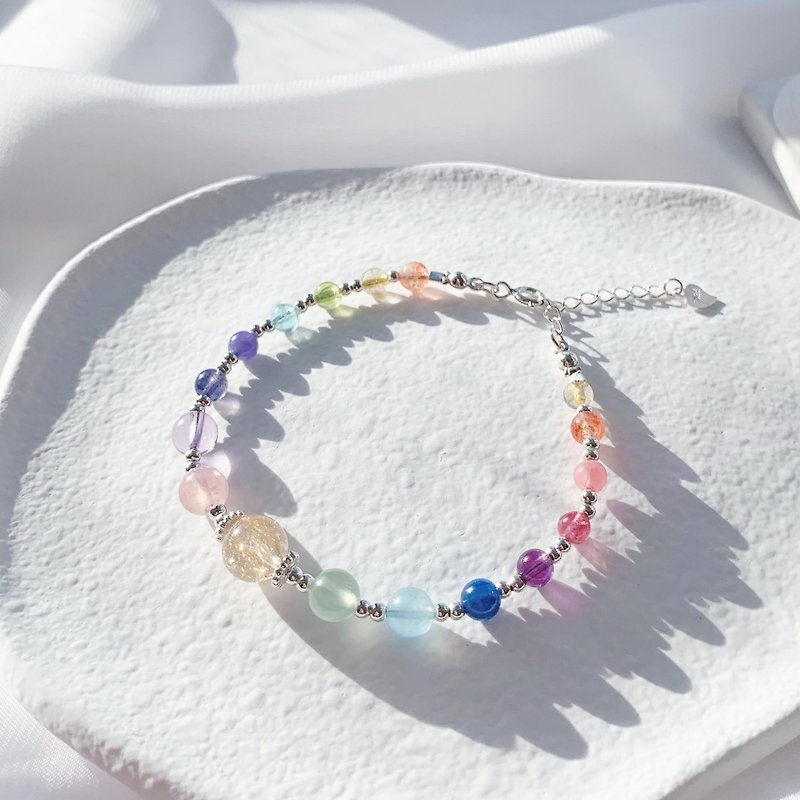 Rainbow After The Rain S925 Sterling Silver Natural Crystal Bracelet - สร้อยข้อมือ - คริสตัล หลากหลายสี