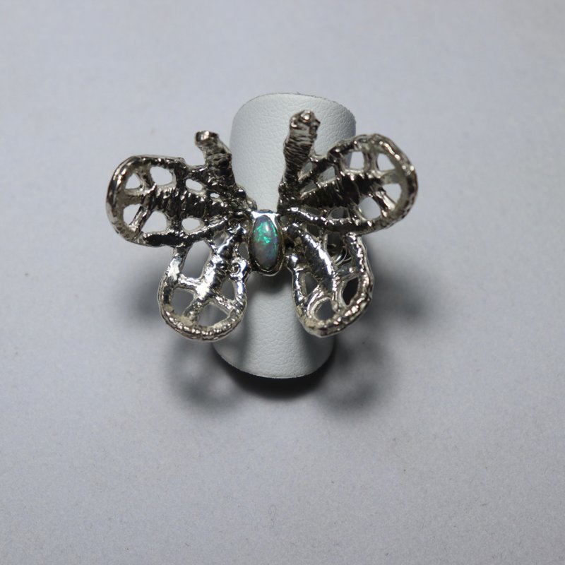 Flying Butterfly 925 Silver Black Opal - แหวนทั่วไป - เงิน 