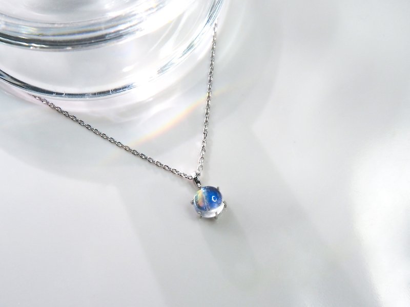 Chinese Valentine's Day Sales NO.1 Twilight | Rainbow Moonstone/Dream Series | Natural Gemstone Necklace - Necklaces - Gemstone Blue