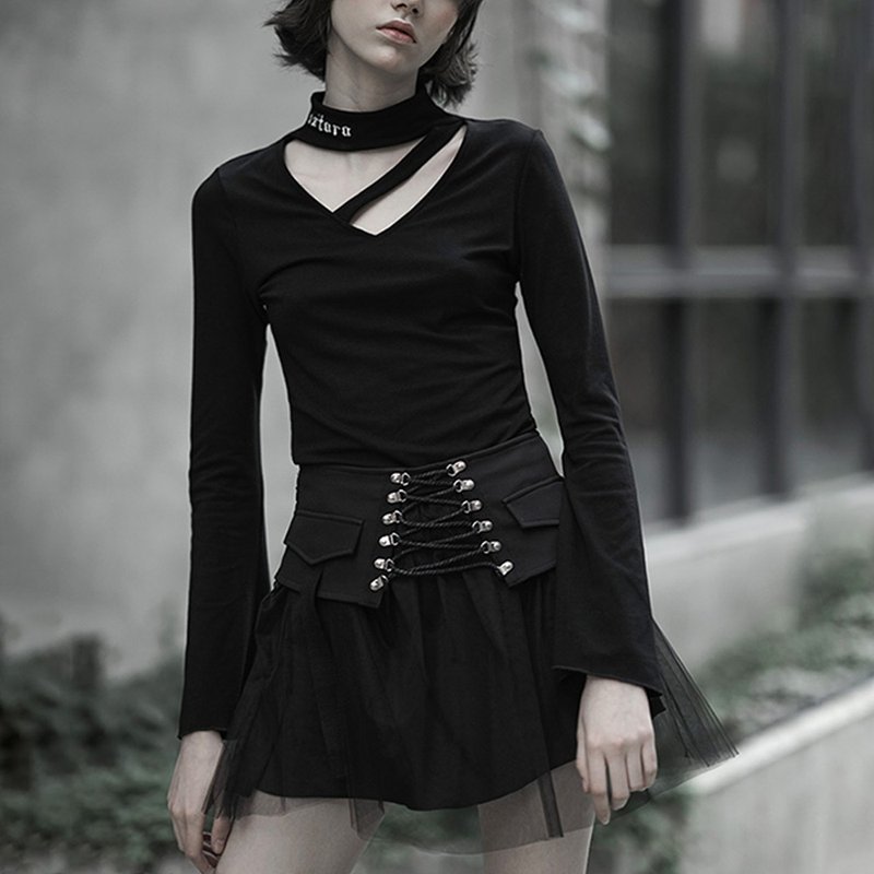 Hardcore Rock High Waist Chiffon Skirt /*NEW LARGER SIZE* - Skirts - Other Materials Black