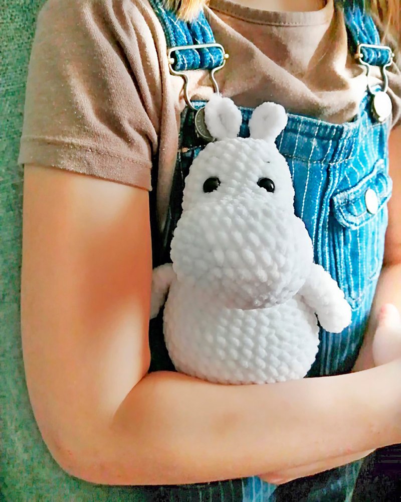 Crochet Plush toy Moomin troll Crochet Hippo Moomintroll - 寶寶/兒童玩具/玩偶 - 其他材質 白色