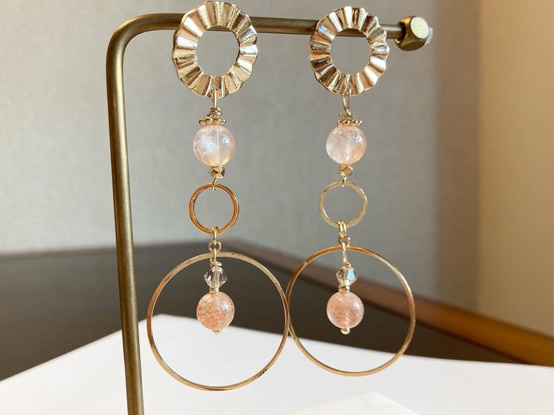 復古高貴兔毛水晶耳環 - 耳環/耳夾/耳骨夾 - 水晶 