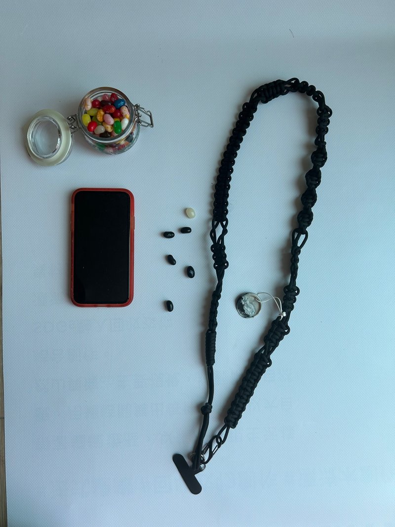 黑化質感傘繩手機背袋-提供耳機掛孔 - 手機配件 - 尼龍 