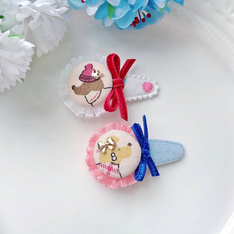 狗狗動物布釦日本絲絨寶寶嬰幼兒髮夾組1 - 嬰兒手鍊/飾品 - 其他材質 多色
