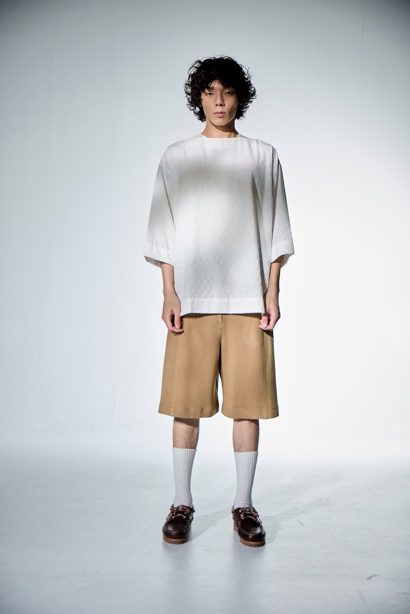 剪接五分褲 - 男短褲/工作短褲 - 羊毛 卡其色