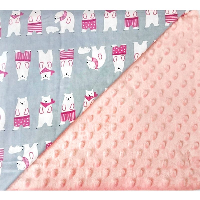 Minky Multi-function Dot Particle Carrying Blanket Baby Blanket Air Conditioning Blanket Quilt Pink Orange-Polar Bear - ผ้าปูที่นอน - ผ้าฝ้าย/ผ้าลินิน สีส้ม