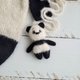 パンダの新生児のもの、ボンネット、衣装。動物の赤ちゃんのおもちゃ。ニットクマの写真の小道具