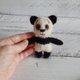 パンダの新生児のもの、ボンネット、衣装。動物の赤ちゃんのおもちゃ。ニットクマの写真の小道具