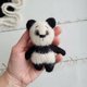 パンダの新生児のもの、ボンネット、衣装。動物の赤ちゃんのおもちゃ。ニットクマの写真の小道具