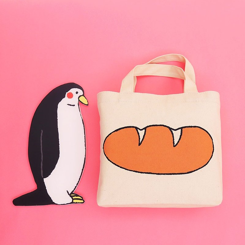 Bread bag / 绢 print by hand - Handbags & Totes - Cotton & Hemp Orange