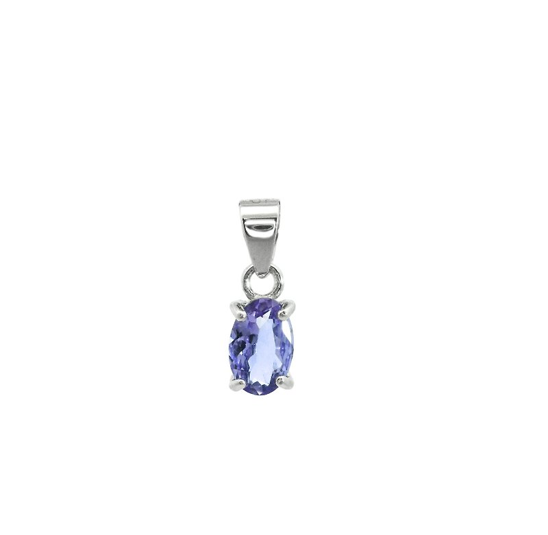 AND Tanzanite blue oval 4*6mm pendant classic series Oval P natural Gemstone - Necklaces - Silver Blue