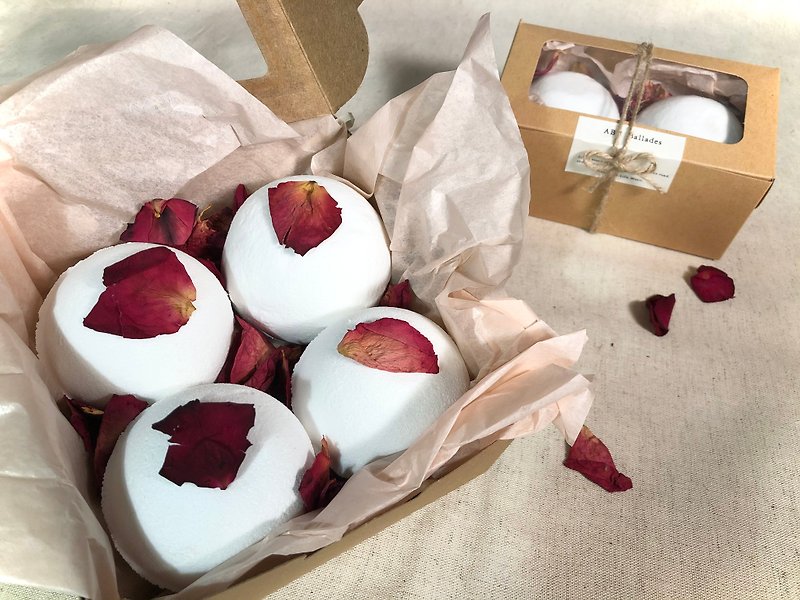 [Four into gift box] Incremental version of seven centimeters foam ingot bath ball gift box set rose petal bath ball gift box - ครีมอาบน้ำ - น้ำมันหอม 