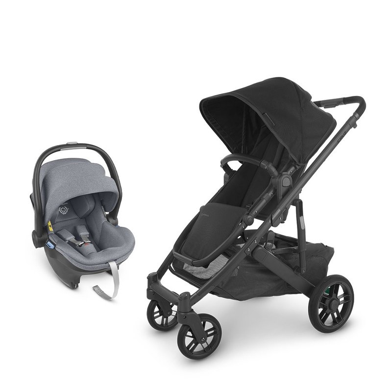 台灣宅配【UPPAbaby】【推車提籃組合】CRUZ V2黑啞光+藍灰色提藍 - 嬰兒車/嬰兒推車 - 其他材質 黑色
