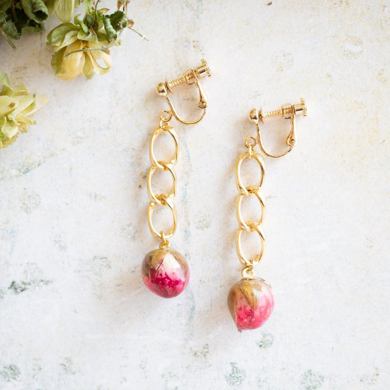 Real rose bud earrings Shop schaf Earrings & Clipons Pinkoi