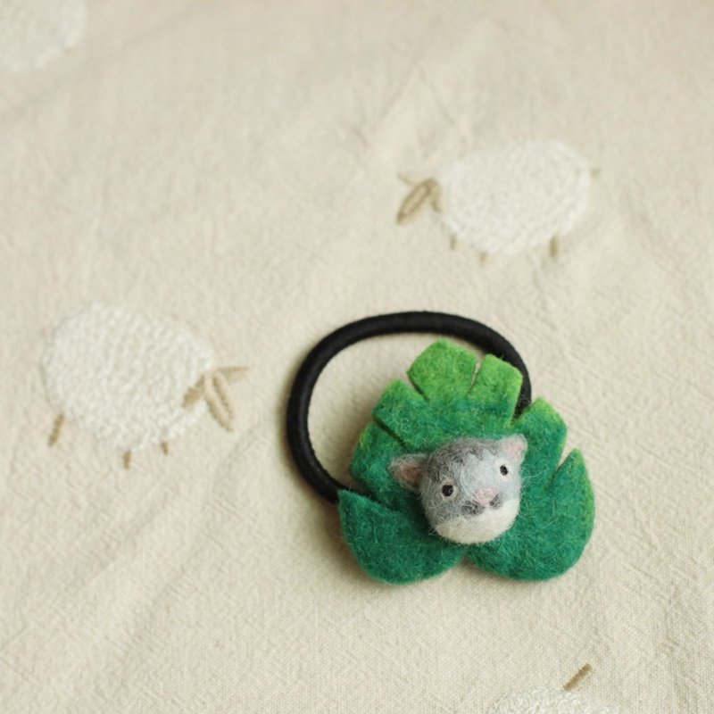 Wool felt hair tie turtle back taro American short hair blessing guard - เครื่องประดับผม - ขนแกะ สีเขียว