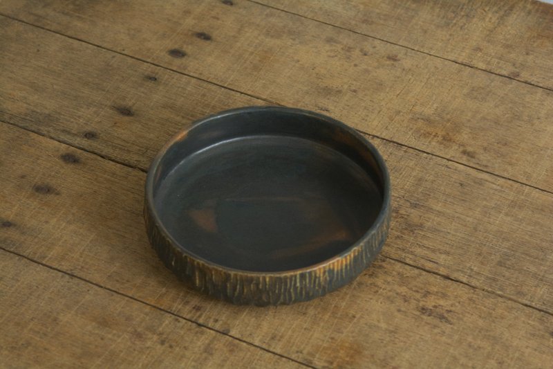 Chiseled wood grain bowl | Black cypress | B - ถ้วยชาม - ดินเผา สีดำ