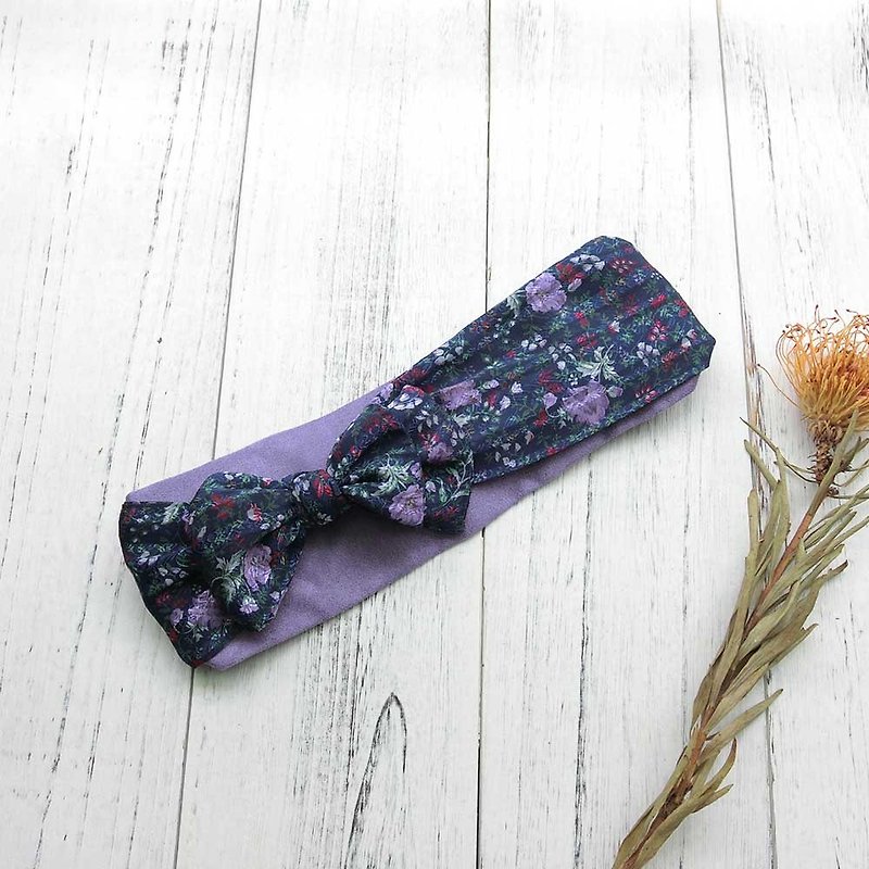[shell art] (purple model) double-layer two-wear hair band - Headbands - Silk Purple