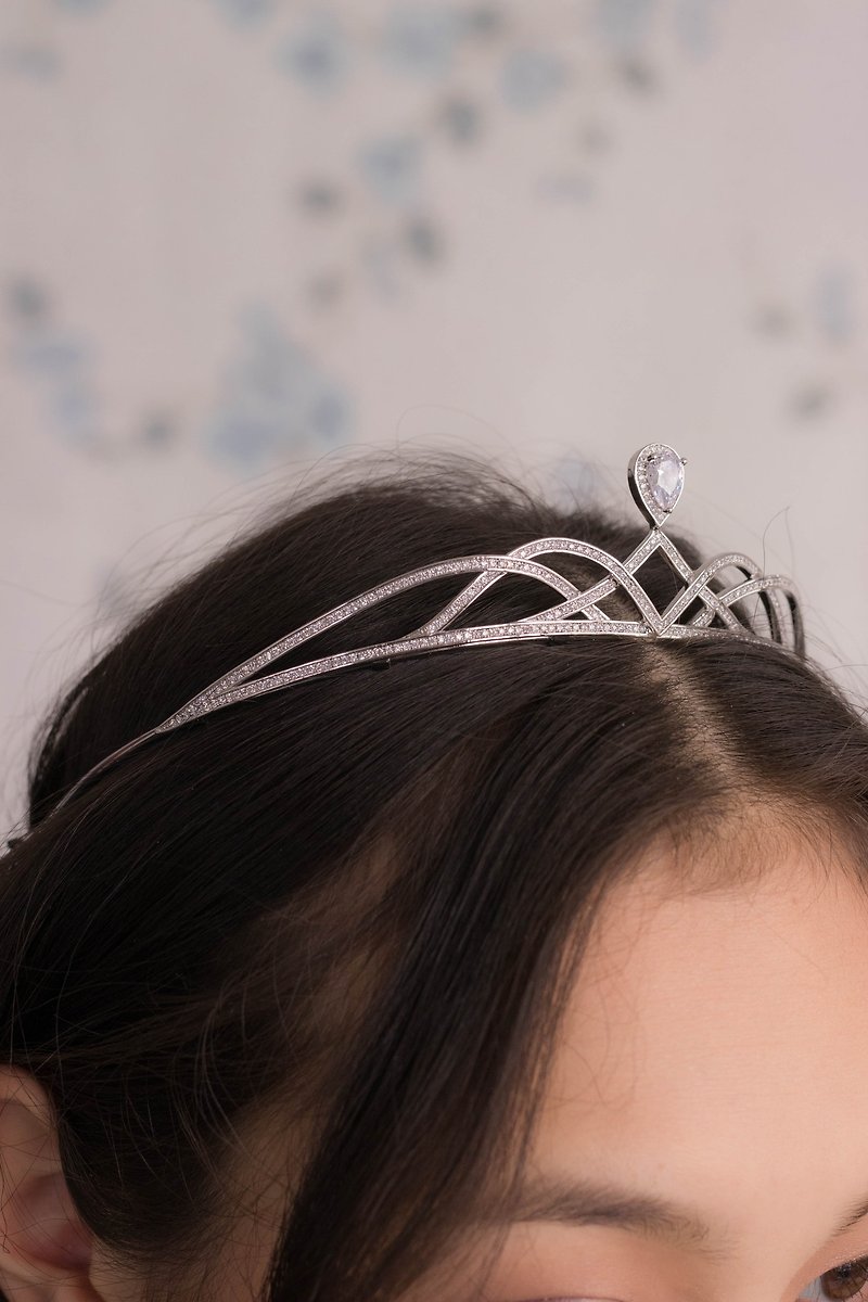 Rainshower CZ Crown - Hair Accessories - Semi-Precious Stones Silver