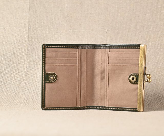 名入れ無料/ がま口二つ折り財布/ ミニ財布 ウォレット/ 口金