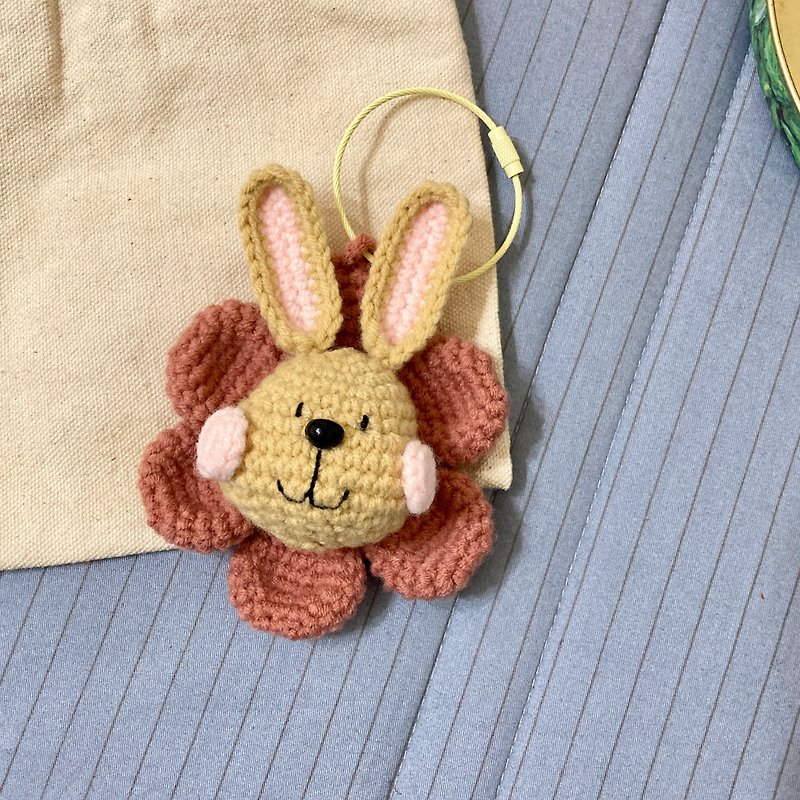 Crocheted Flower Bunny Charm - Charms - Cotton & Hemp Khaki