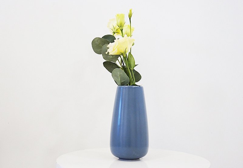 簡約北歐風花器－Tall Cylinder灰蓝色 - 植栽/盆栽 - 瓷 藍色