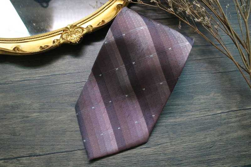 棗紅色大格紋真絲領帶/蠶絲商務型男necktie - 領帶/領帶夾 - 絲．絹 多色