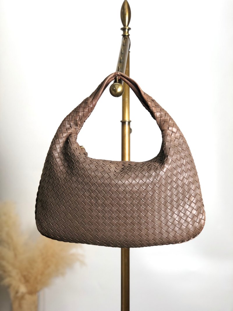 【 日本直送　名牌中古包 】Bottega Veneta ボッテガ・ヴェネタ ショルダーバッグ ブラウン レザー イントレチャート ホーボーバッグ wk73kj - 側背包/斜背包 - 真皮 咖啡色