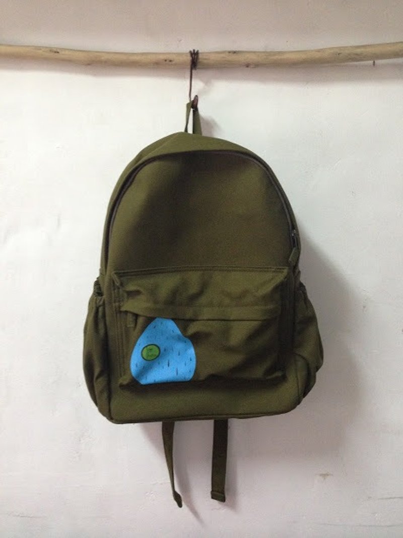 Small raindrops love traveling ‧ backpack black - Backpacks - Cotton & Hemp Green